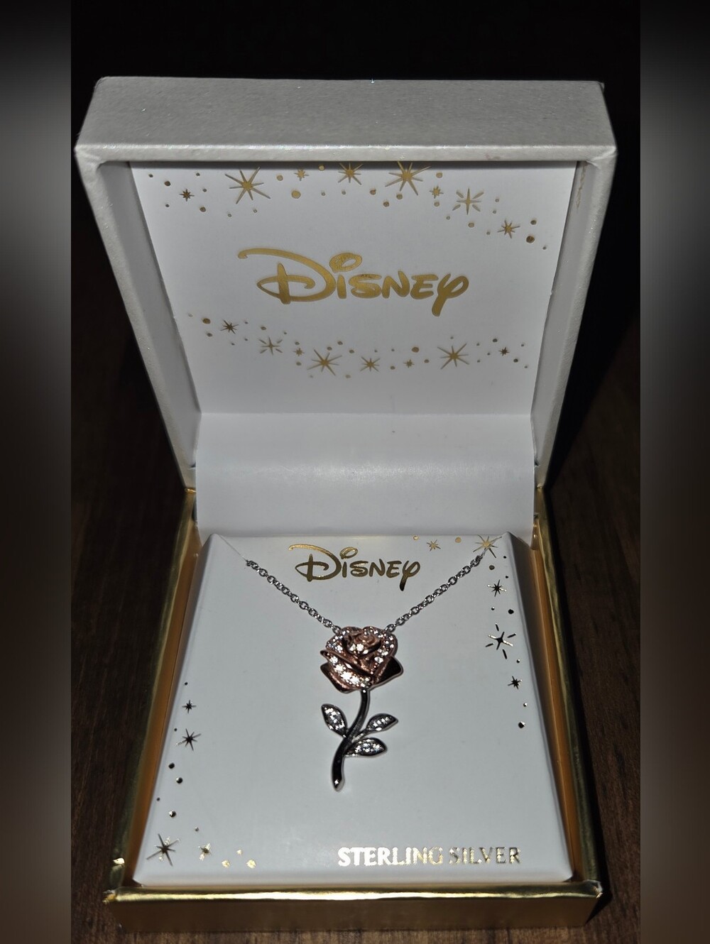 Disney Rose Pendant Necklace - Rose Gold & Silver